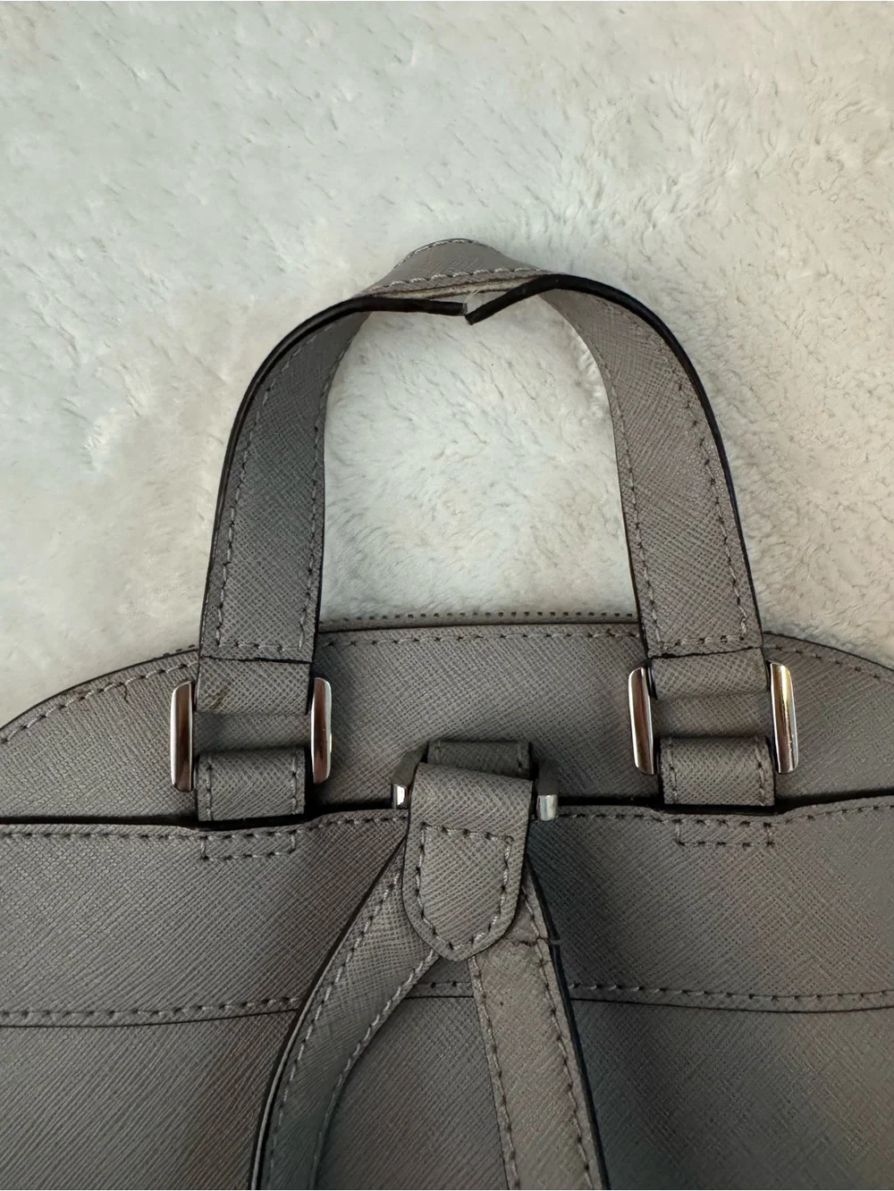 MICHAEL KORS Grey Leather Backpack with Tassel